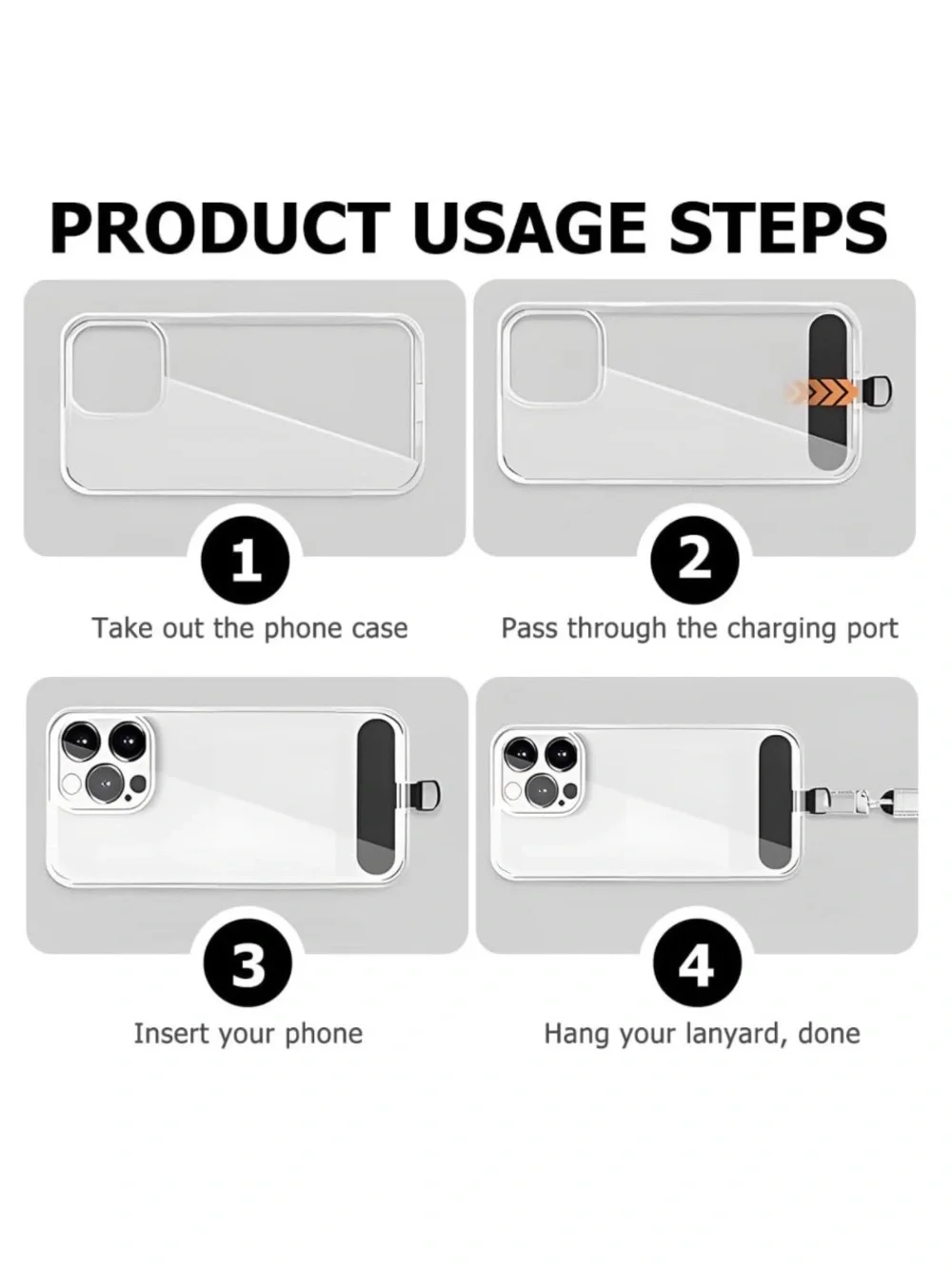 💞 New 2-Pack Black Adhesive Phone Tether with Ring for Lanyard